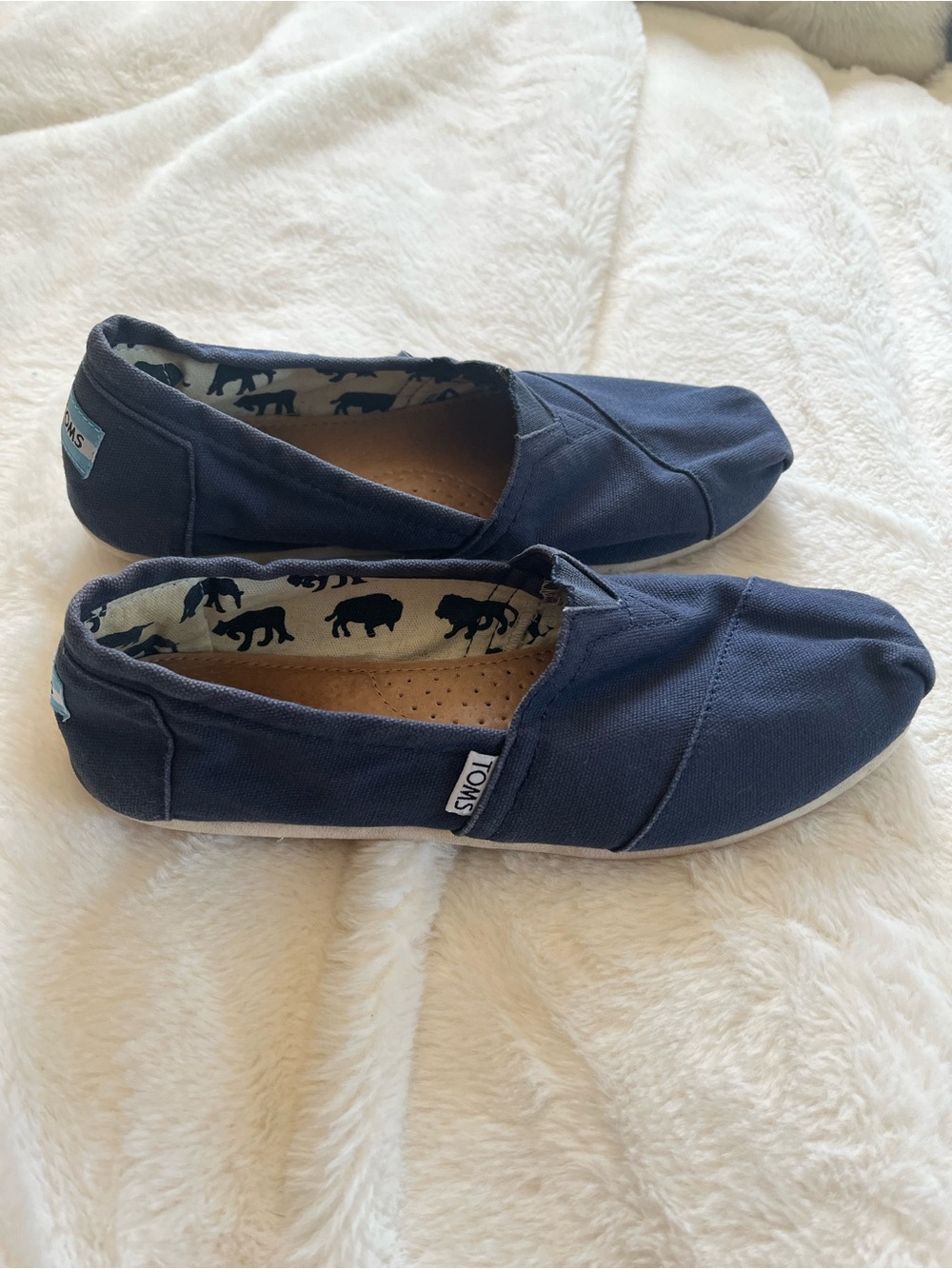Navy Blue TOMS Classic Canvas Slip-On Shoes